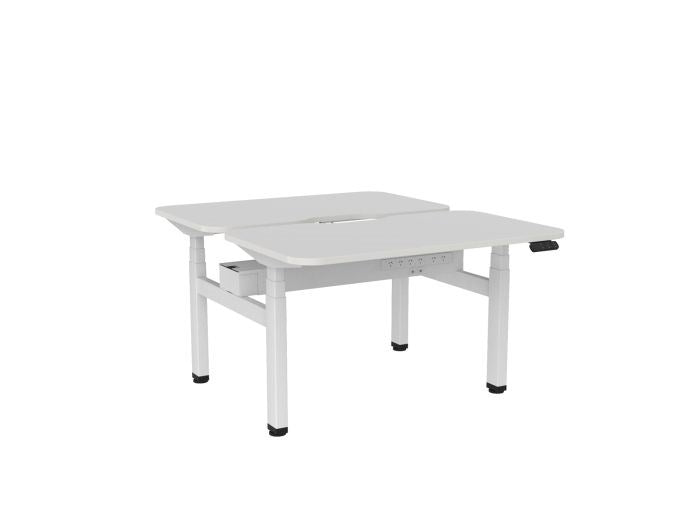 Haven Electric Double Sided Desk - Scallop & Radius Top-Desks-1200 x 700-White-White-Commercial Traders - Office Furniture