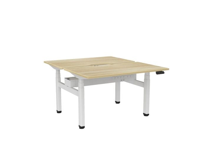 Haven Electric Double Sided Desk - Scallop Top-Desks-1200 x 700-Atlantic Oak-White-Commercial Traders - Office Furniture