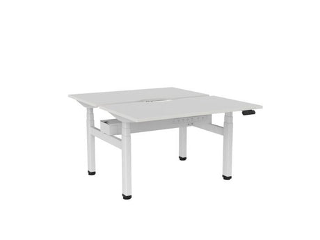 Haven Electric Double Sided Desk - Scallop Top-Desks-1200 x 700-White-White-Commercial Traders - Office Furniture