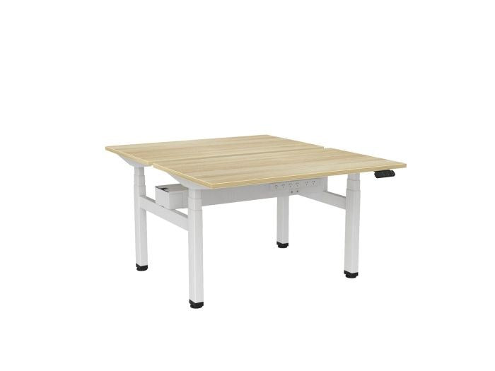 Haven Electric Double Sided Desk - Rectangular Top-Desks-1200 x 700-Atlantic Oak-White-Commercial Traders - Office Furniture