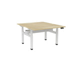 Haven Electric Double Sided Desk - Rectangular Top-Desks-1200 x 700-Atlantic Oak-White-Commercial Traders - Office Furniture