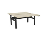 Haven Electric Double Sided Desk - Radius Top-Desks-1500 x 800-Nordic Maple-Black-Commercial Traders - Office Furniture