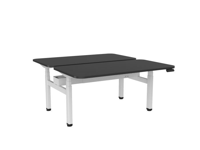 Haven Electric Double Sided Desk - Radius Top-Desks-1500 x 800-Black-White-Commercial Traders - Office Furniture