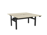 Haven Electric Double Sided Desk - Scallop Top-Desks-1500 x 800-Nordic Maple-Black-Commercial Traders - Office Furniture