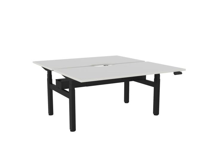 Haven Electric Double Sided Desk - Scallop Top-Desks-1500 x 800-White-Black-Commercial Traders - Office Furniture