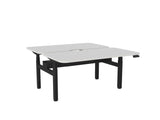 Haven Electric Double Sided Desk - Scallop & Radius Top-Desks-1500 x 800-White-Black-Commercial Traders - Office Furniture