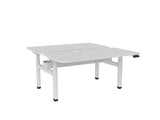 Haven Electric Double Sided Desk - Scallop & Radius Top-Desks-1500 x 800-White-White-Commercial Traders - Office Furniture