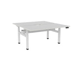 Haven Electric Double Sided Desk - Scallop Top-Desks-1500 x 800-White-White-Commercial Traders - Office Furniture