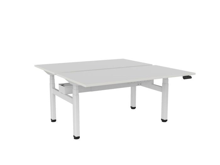 Haven Electric Double Sided Desk - Rectangular Top-Desks-1500 x 800-White-White-Commercial Traders - Office Furniture