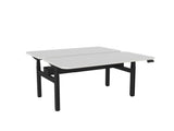 Haven Electric Double Sided Desk - Radius Top-Desks-1600 x 800-White-Black-Commercial Traders - Office Furniture
