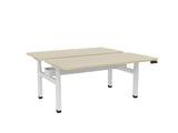 Haven Electric Double Sided Desk - Radius Top-Desks-1600 x 800-Nordic Maple-White-Commercial Traders - Office Furniture