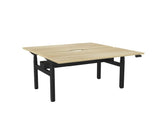 Haven Electric Double Sided Desk - Scallop Top-Desks-1600 x 800-Atlantic Oak-Black-Commercial Traders - Office Furniture