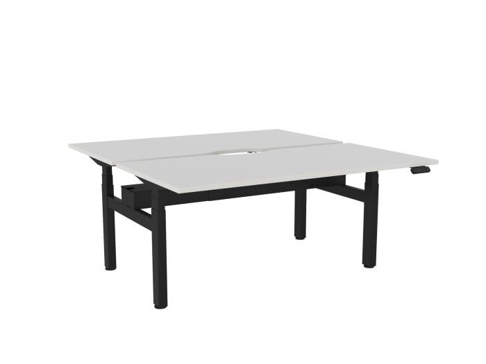 Haven Electric Double Sided Desk - Scallop Top-Desks-1600 x 800-White-Black-Commercial Traders - Office Furniture