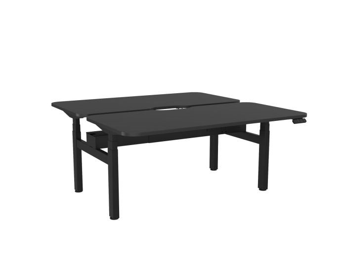 Haven Electric Double Sided Desk - Scallop & Radius Top-Desks-1600 x 800-Black-Black-Commercial Traders - Office Furniture
