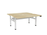 Haven Electric Double Sided Desk - Scallop & Radius Top-Desks-1600 x 800-Atlantic Oak-White-Commercial Traders - Office Furniture