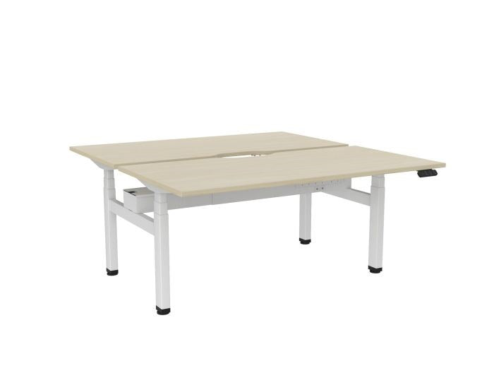 Haven Electric Double Sided Desk - Scallop Top-Desks-1600 x 800-Nordic Maple-White-Commercial Traders - Office Furniture