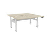 Haven Electric Double Sided Desk - Scallop Top-Desks-1600 x 800-Nordic Maple-White-Commercial Traders - Office Furniture