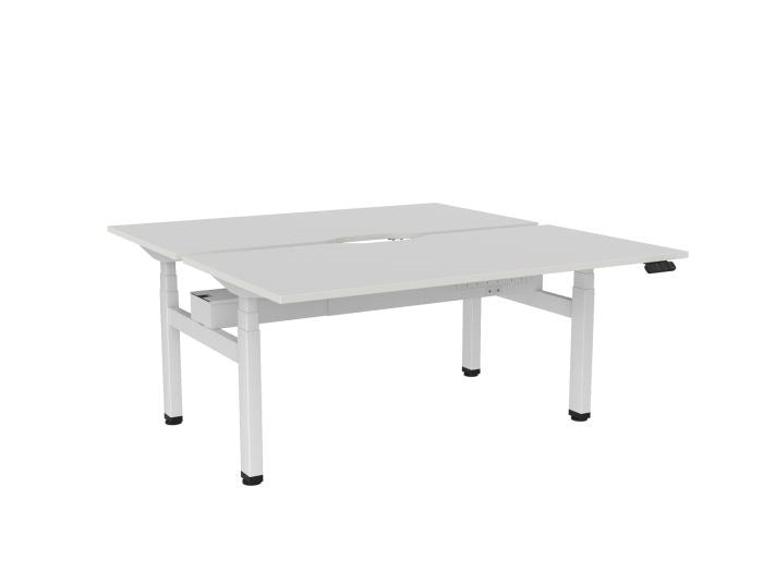 Haven Electric Double Sided Desk - Scallop Top-Desks-1600 x 800-White-White-Commercial Traders - Office Furniture