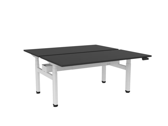 Haven Electric Double Sided Desk - Rectangular Top-Desks-1600 x 800-Black-White-Commercial Traders - Office Furniture