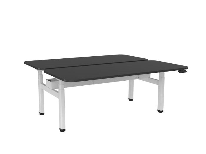 Haven Electric Double Sided Desk - Radius Top-Desks-1800 x 800-Black-White-Commercial Traders - Office Furniture