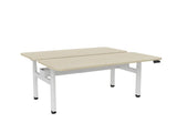 Haven Electric Double Sided Desk - Radius Top-Desks-1800 x 800-Nordic Maple-White-Commercial Traders - Office Furniture
