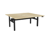 Haven Electric Double Sided Desk - Scallop Top-Desks-1800 x 800-Atlantic Oak-Black-Commercial Traders - Office Furniture