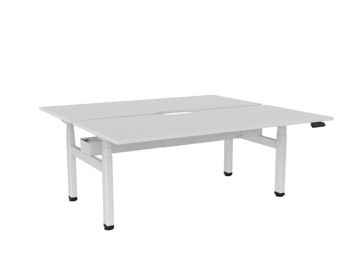 Haven Electric Double Sided Desk - Scallop Top-Desks-1800 x 800-White-White-Commercial Traders - Office Furniture