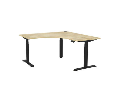 Haven Electric Corner Workstation-Desking-1500 x 1500-Atlantic Oak-Black-Commercial Traders - Office Furniture