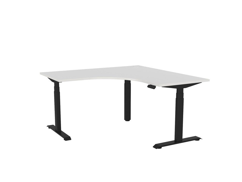 Haven Electric Corner Workstation-Desking-1500 x 1500-White-Black-Commercial Traders - Office Furniture