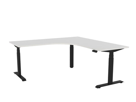 Haven Electric Corner Workstation-Desking-1800 x 1800-White-Black-Commercial Traders - Office Furniture