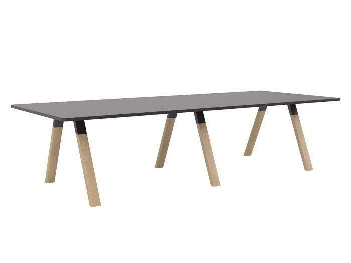 Ligna Boardroom Table 3m-Meeting Tables-Oak-Black-Commercial Traders - Office Furniture
