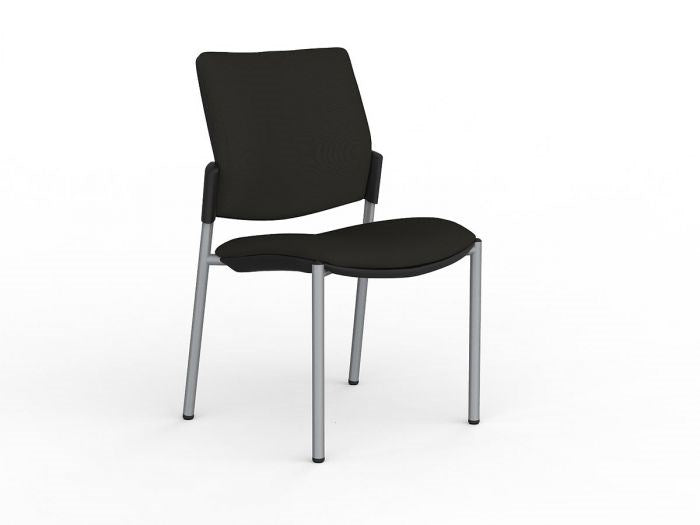 Vision Visitor Chair-Meeting Room Furniture-Crown-No Arms Thanks-Silver Powdercoat-Commercial Traders - Office Furniture