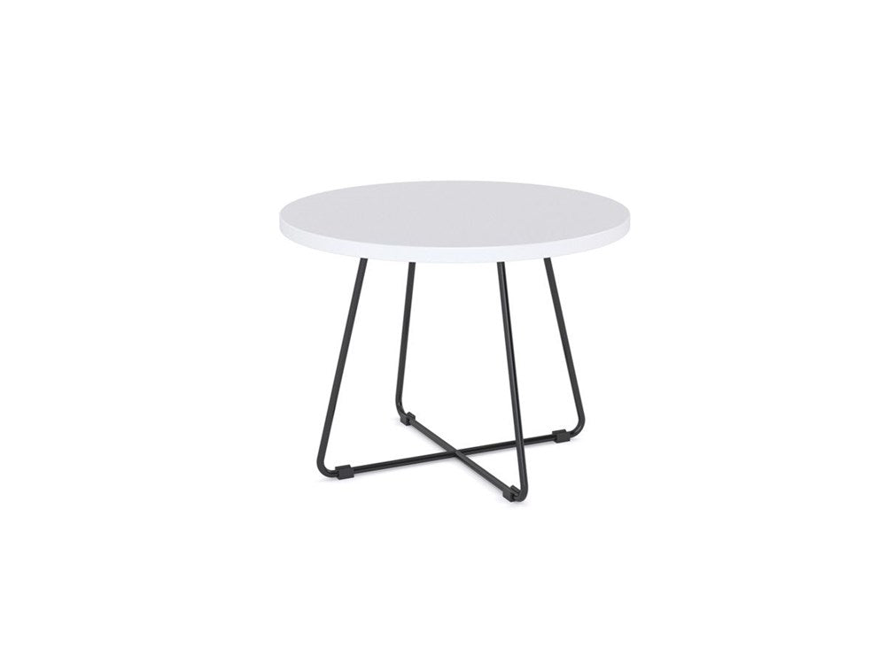 Zion Coffee Table Round-Reception Furniture-600 mm dia-White-Black-Commercial Traders - Office Furniture