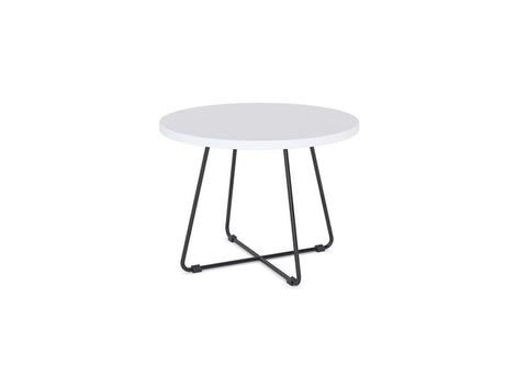 Zion Coffee Table Round-Reception Furniture-600 mm dia-White-Black-Commercial Traders - Office Furniture