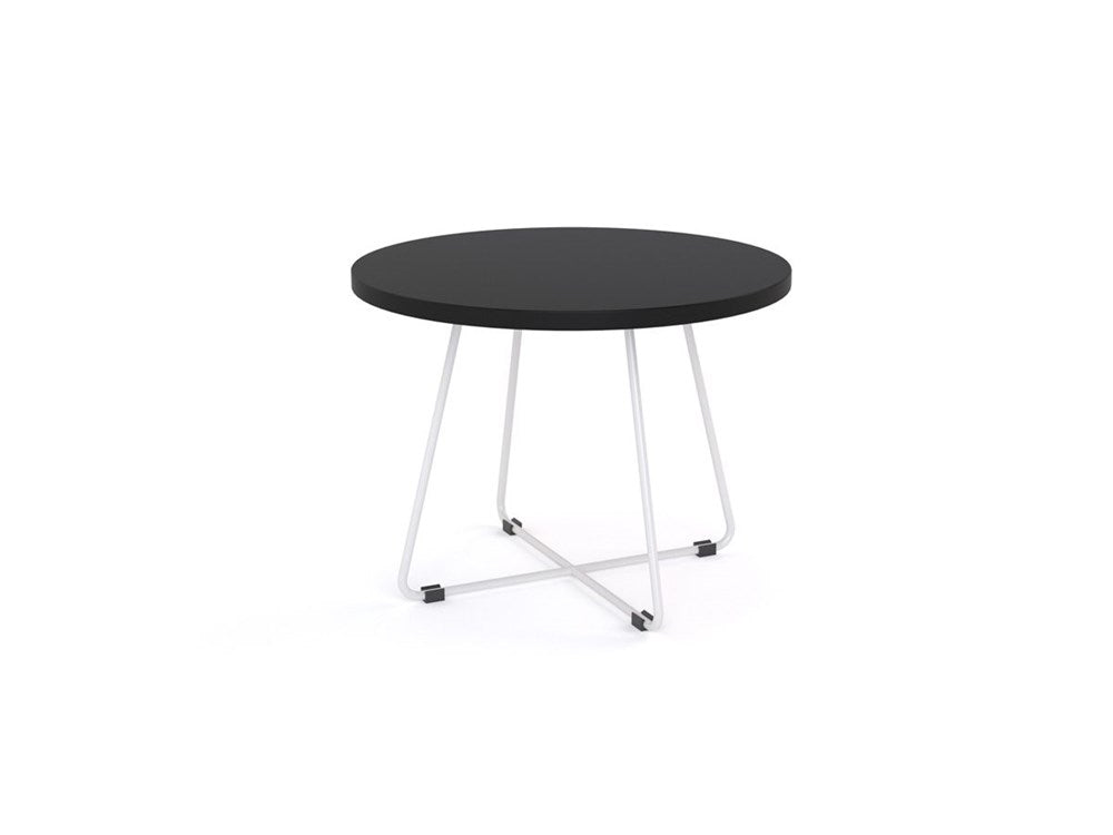 Zion Coffee Table Round-Reception Furniture-600 mm dia-Black-White-Commercial Traders - Office Furniture