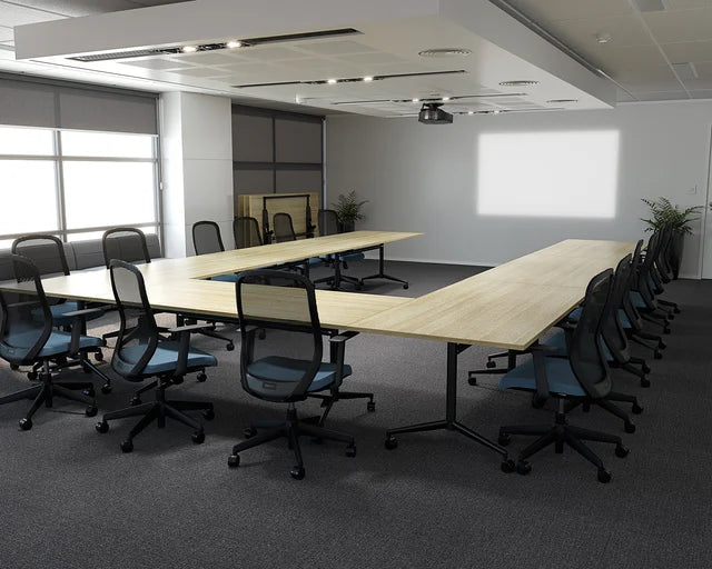 Team Flip Table 1600x800-Meeting Room Furniture-Atlantic Oak-Black-Commercial Traders - Office Furniture