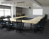 Team Flip Table 1600x800-Meeting Room Furniture-Atlantic Oak-Black-Commercial Traders - Office Furniture