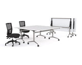 Team Flip Table 1600x800-Meeting Room Furniture-Atlantic Oak-Black-Commercial Traders - Office Furniture