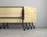 Team Flip Table 1600x800-Meeting Room Furniture-Atlantic Oak-Black-Commercial Traders - Office Furniture