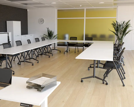Team Flip Table 1400x700-Meeting Room Furniture-Silver-Black-Commercial Traders - Office Furniture