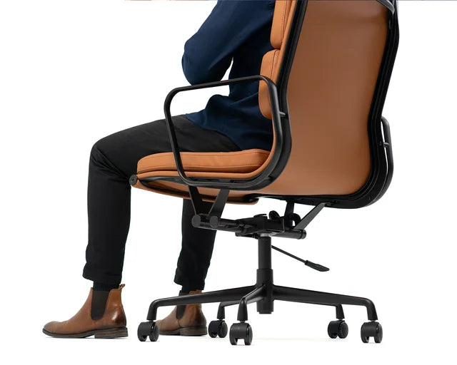 Vogue Executive Leather Chair-Office Chairs-Mid Back-Flat Pack Please-Tan-Commercial Traders - Office Furniture