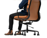 Vogue Executive Leather Chair-Office Chairs-Mid Back-Flat Pack Please-Tan-Commercial Traders - Office Furniture