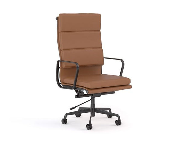 Vogue Executive Leather Chair-Office Chairs-High Back-Flat Pack Please-Tan-Commercial Traders - Office Furniture