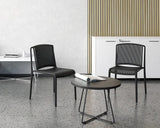 Zion Coffee Table Round-Reception Furniture-600 mm dia-Atlantic Oak-Black-Commercial Traders - Office Furniture