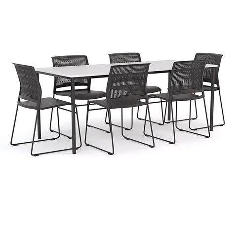 Ergoplan 1800 wide Canteen Table and Stax Chair Package-Lunchroom Tables-White-Commercial Traders - Office Furniture