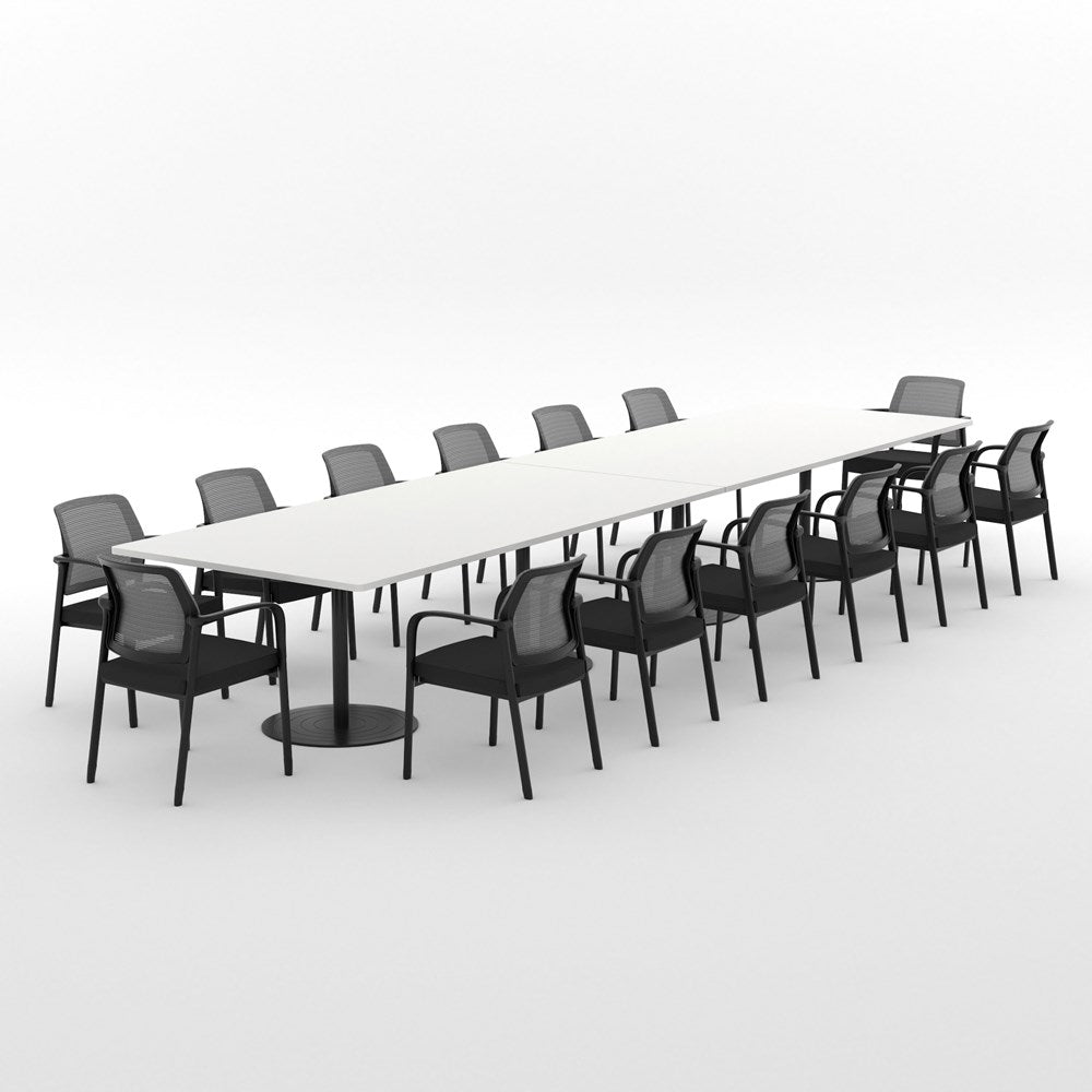 Essentials Boardroom Table 4800 x 1200 with Edison Chair Package-Meeting Room Furniture-Snowdrift-Black Disc-North Island Delivery-Commercial Traders - Office Furniture