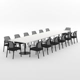 Essentials Boardroom Table 4800 x 1200 with Edison Chair Package-Meeting Room Furniture-Snowdrift-Black Disc-North Island Delivery-Commercial Traders - Office Furniture