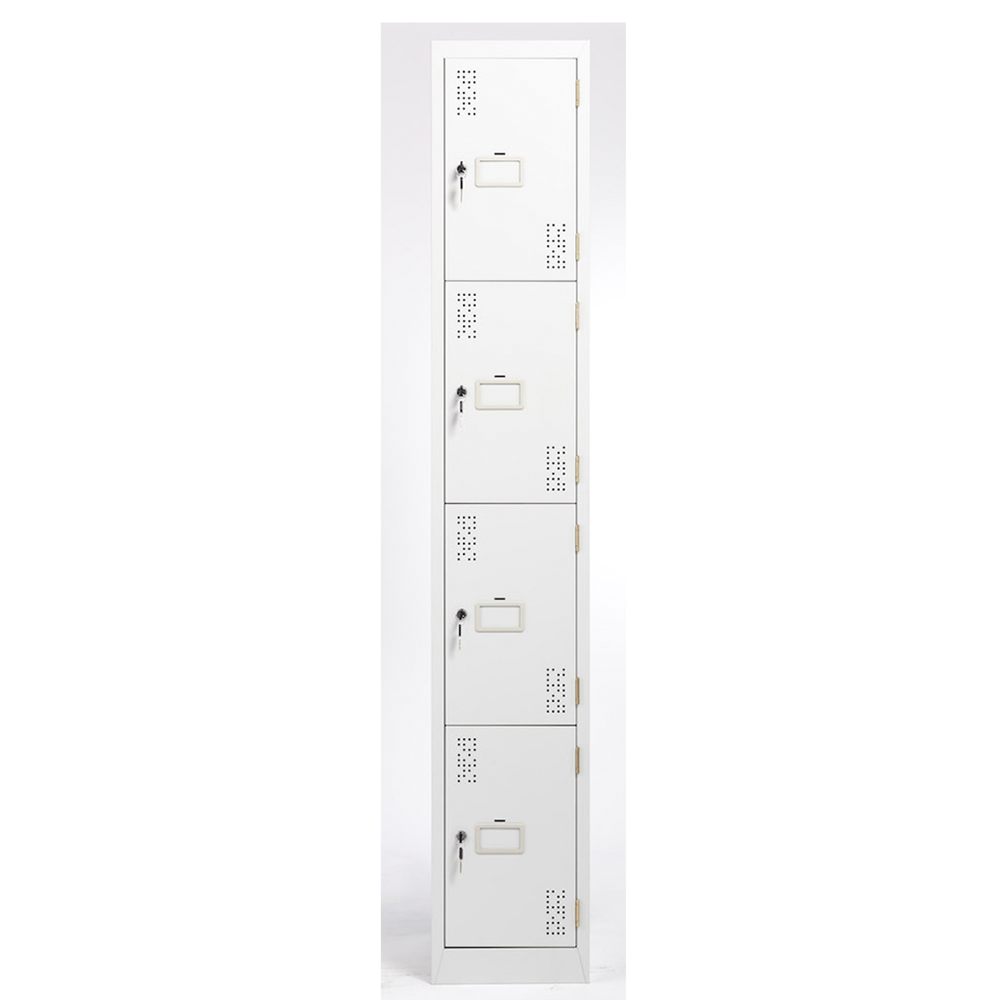 Four tier lockers - 300 wide-Storage-Key Lock-White Satin-Commercial Traders - Office Furniture