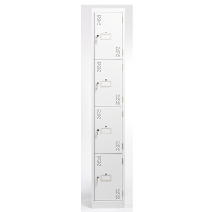 Four tier lockers - 300 wide-Storage-Key Lock-White Satin-Commercial Traders - Office Furniture
