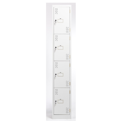 Four tier lockers - 375 wide-Storage-Key Lock-White Satin-Commercial Traders - Office Furniture